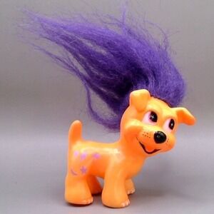 Trendmasters Land of the Trolls O'Puppy Troll Dog Orange Purple Hair 1992